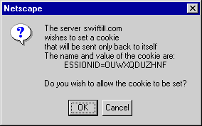 Netscape Navigator cookie query box